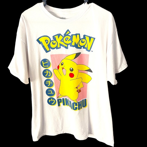 Pokemon Other - Pokemon Pikachu Shirt Adult Extra Large White Short Sleeve Cartoon Graphic Print